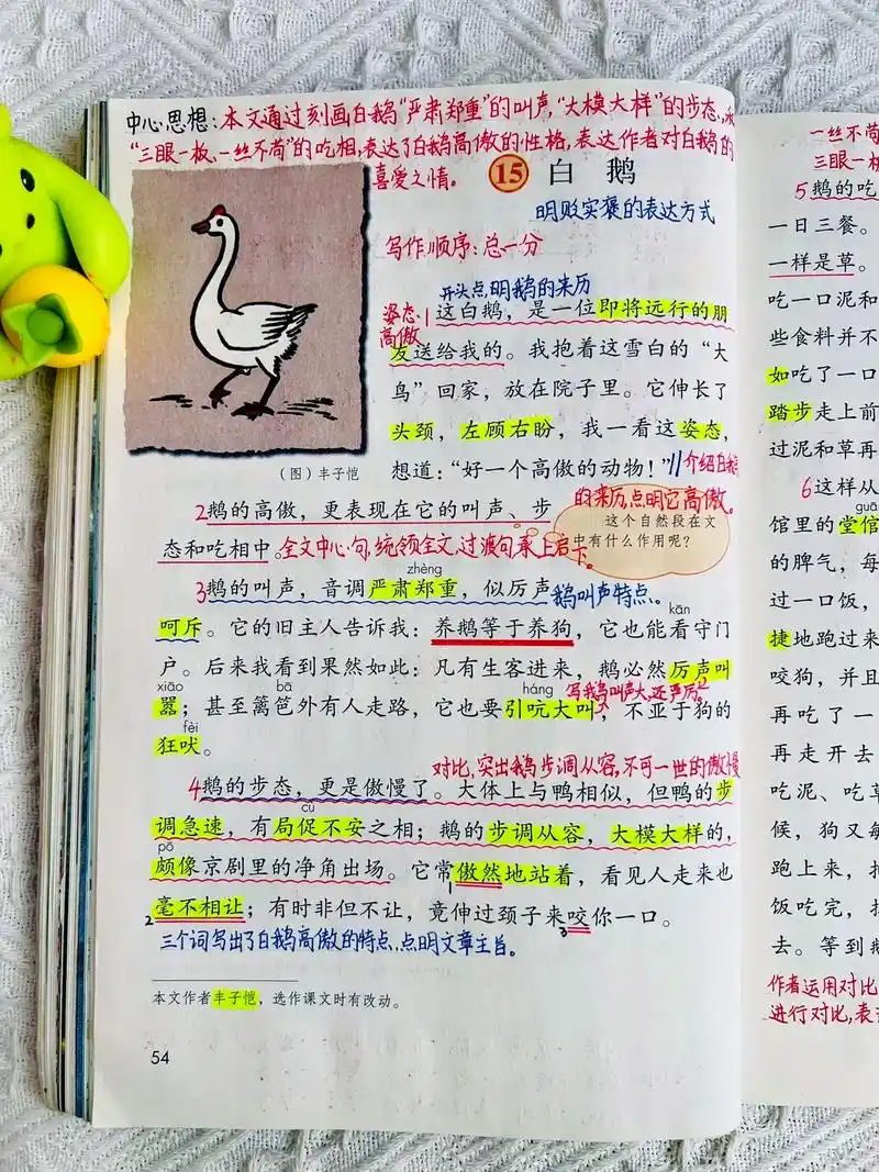 四年级#语文 下册第15课《白鹅》笔记,需要的点赞收藏#手 - 抖音