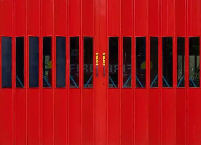 fire station,fire department,front,garage doors,red doors,red