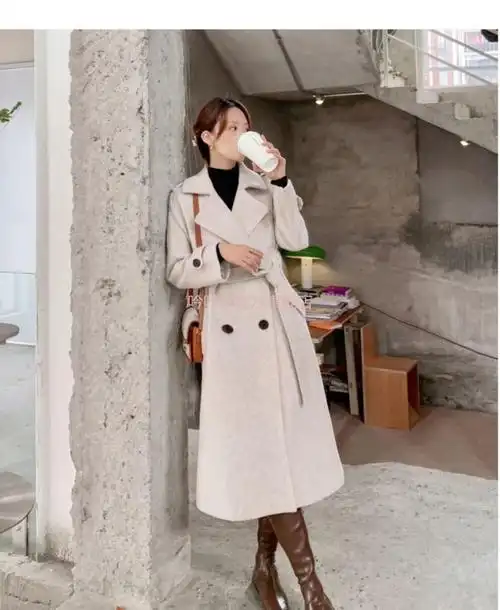 小个子女生呢子大衣矮个子显高显瘦学生冬季秋冬毛呢外套女中长款过膝