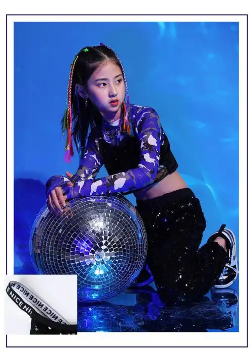 女童爵士舞女孩街舞套装少儿舞蹈衣服走秀潮装演出服潮服