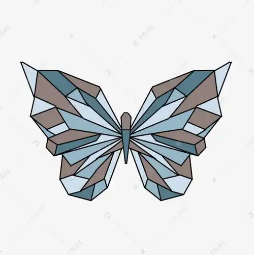 白灰色立体几何蝴蝶