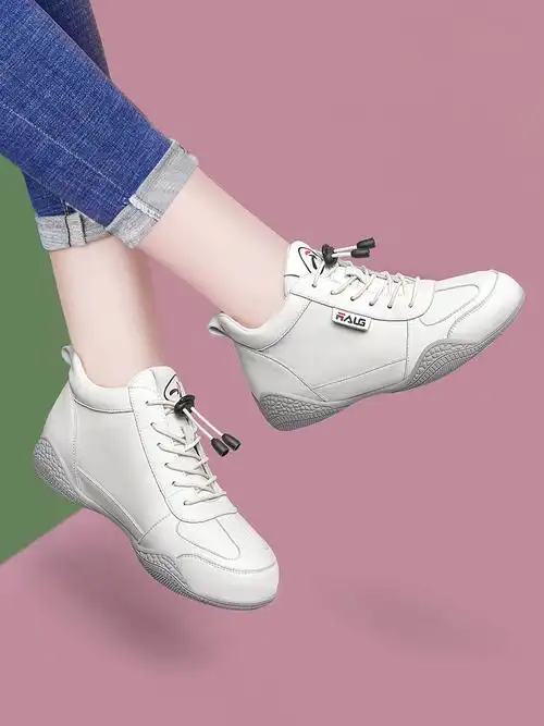 真皮女鞋2022新款白色平底高帮运动鞋软底休闲鞋女士妈妈鞋子春秋