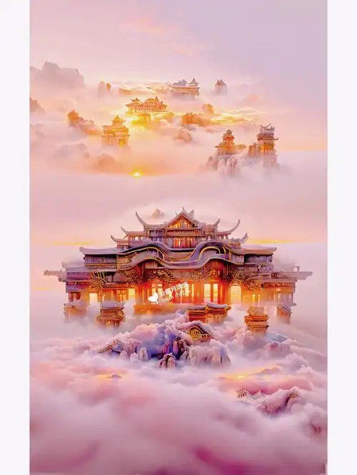 仙界天堂金光万道滚红霓