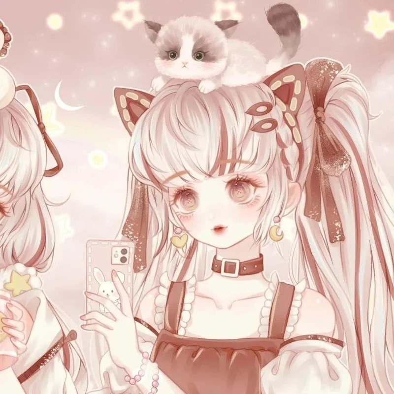 二次元可爱闺蜜头像|擦肩而过