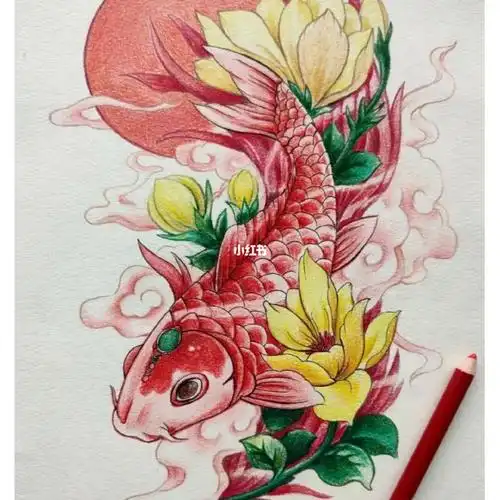 彩铅锦鲤临摹作品一对一网课招生中