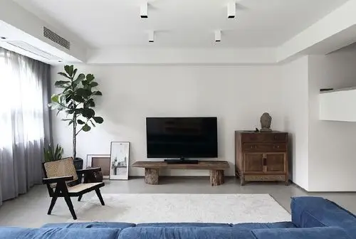 客厅未做过多刻意的装饰,和其它墙面一样都是白色乳胶漆.