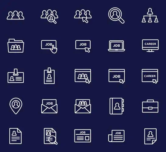 工作&职业主题矢量线性图标 jobs and careers vector icons