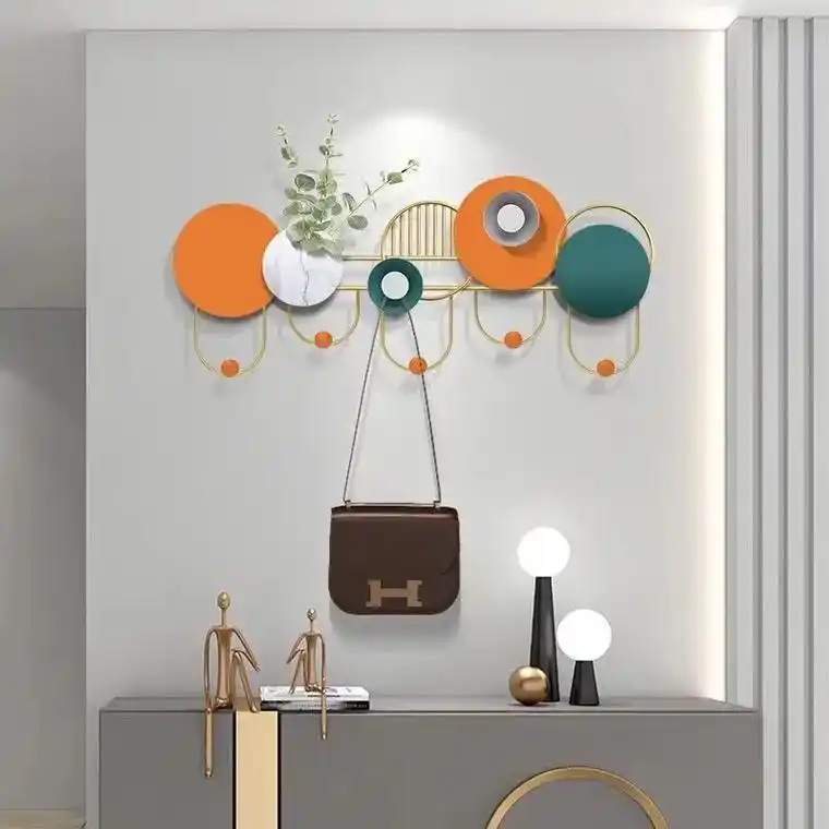 入户门玄关创意挂钩免打孔进门后衣帽钩壁挂门口金属墙上挂衣架 - 抖