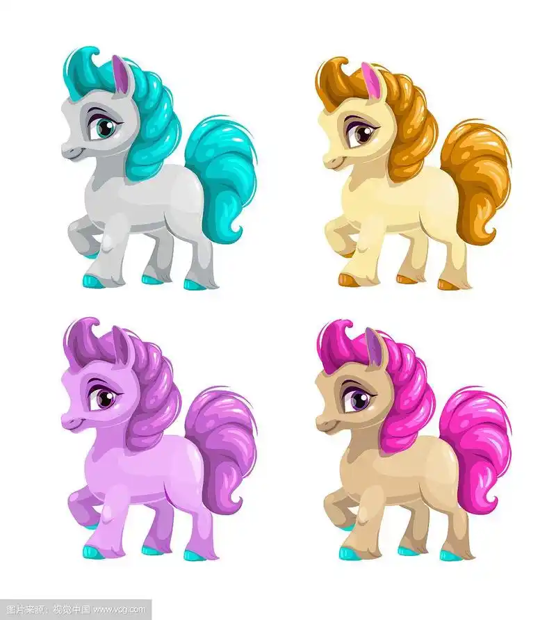 可爱的小卡通马