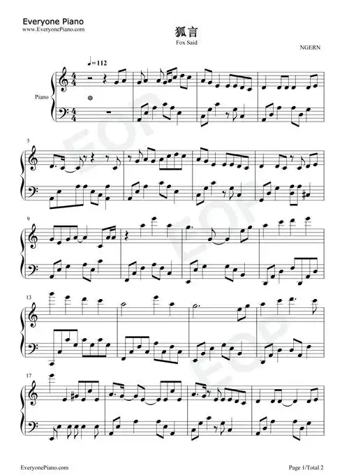 狐言-c调简单版-新倩女幽魂杨梦言同人角色歌五线谱预览1