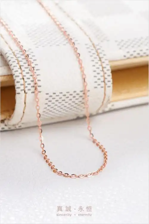 周大福简约o字k金链18k金彩金素链项链e106509精选