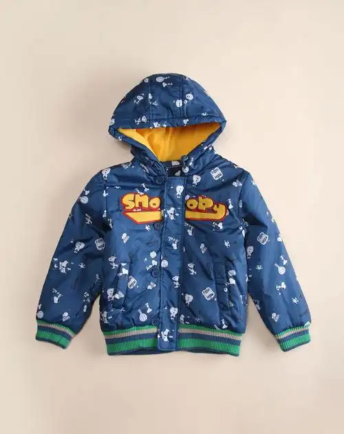 男童暗蓝色卡通长袖铺棉外套