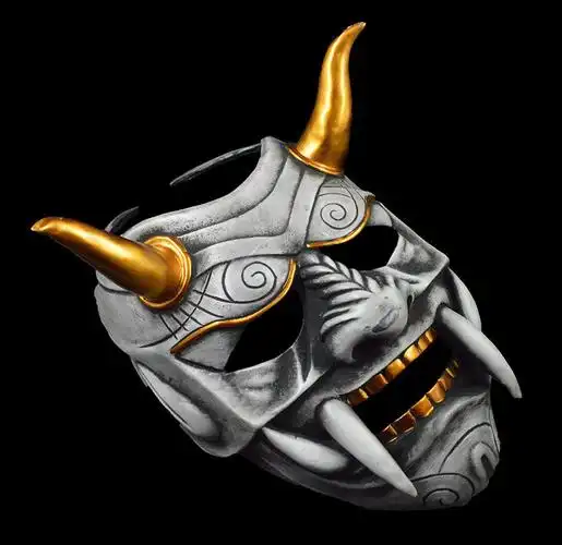 日式赤般若cos恐怖鬼脸獠牙魔王树脂万圣节集会演出面具挂摆件