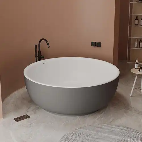 薄边绮美石全圆形浴缸人造石碗型酒店民宿网红石材洗澡缸