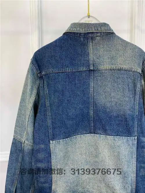 gucci古驰蓝色纯棉牛仔饰gucci标签补丁效果牛仔夹克外套623228
