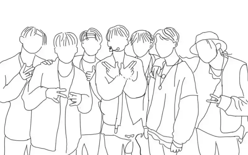 防弹少年团线稿