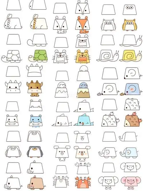 倒梯形的动物简笔画视频 简笔画图片大全-普车都
