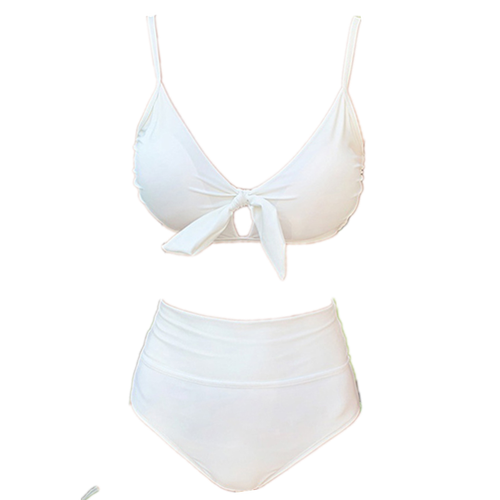 泳衣女小性感白色比基尼三角高腰遮肚显瘦分体分体泳衣