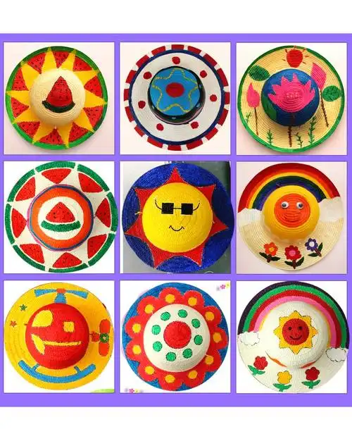 儿童幼儿园画画彩绘手绘涂鸦涂色创意手工材料包草帽 汽车 2-8岁带