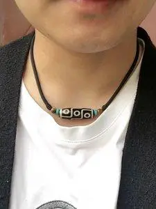 5折)九眼天珠吊坠男士女款锁骨横穿项链挂脖天然西藏真品原石天眼挂件