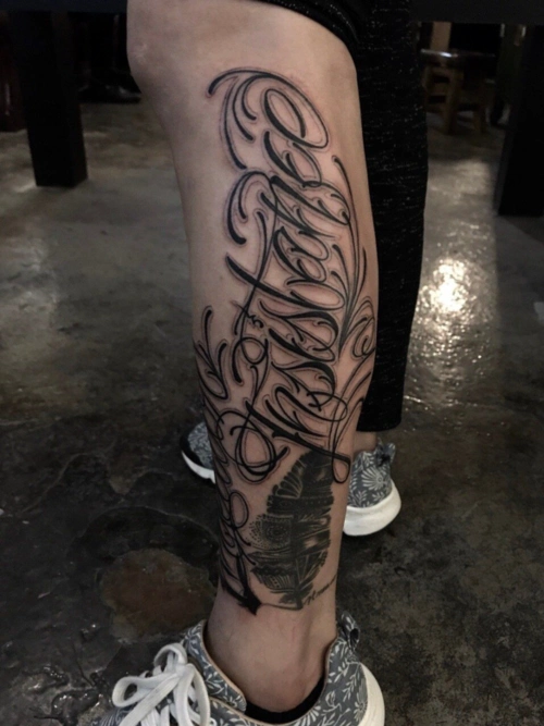 男生腿部各风格纹身图集小腿纹身好看图片