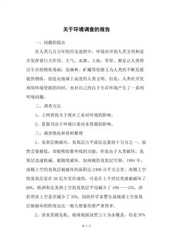 关于环境调查的报告