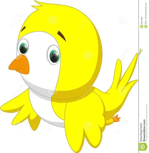 illustration of happy cute yellow bird cartoon isolated on white