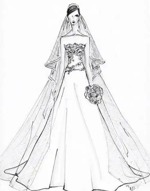 婚纱简笔画手绘长裙 婚纱简笔画手绘长裙简单