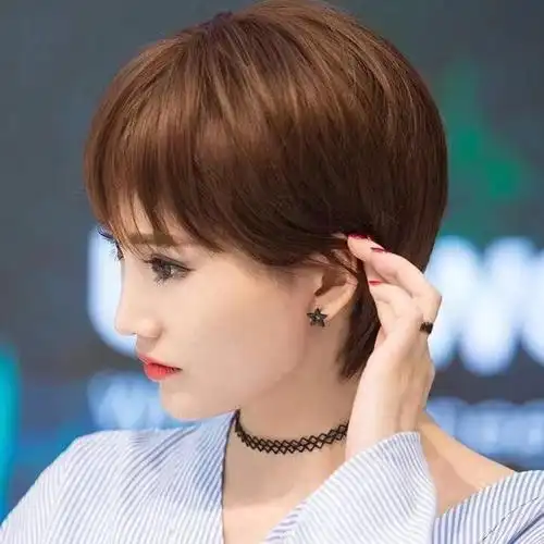 假发短发女减龄时尚2022新款可爱帅气女短直发护理刘海全头套男发