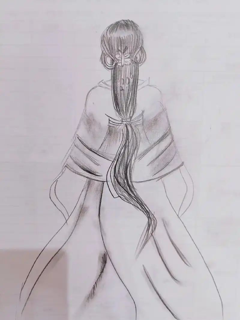 我大闺女画的古风美女背影好看记得点小心心