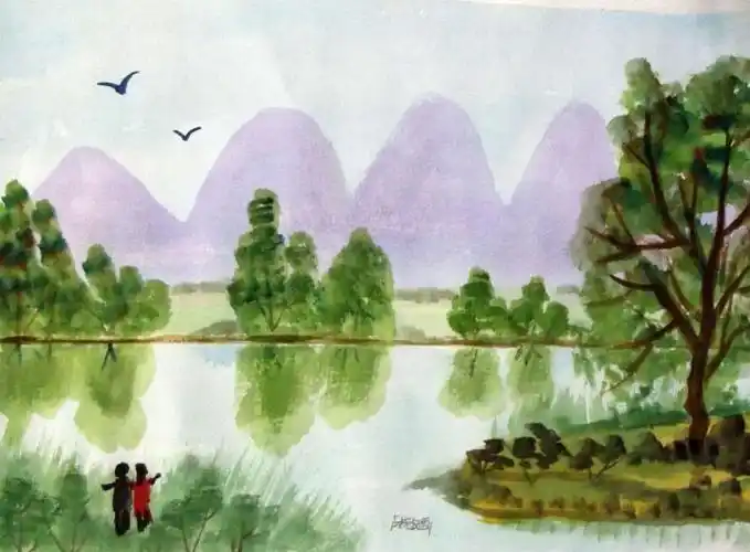 圆梦画室提高班2014-2015学年度暑假水彩风景画作品