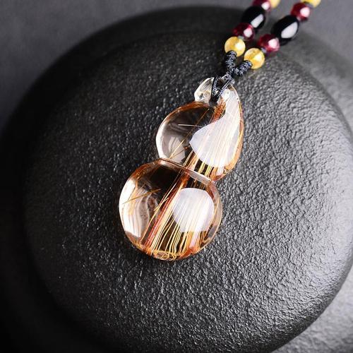 天然金发晶葫芦吊坠 铜发晶顺发项链男女款水晶饰品礼物