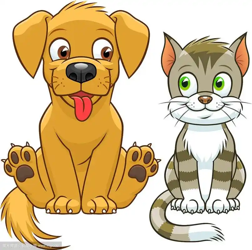 可爱的卡通猫和狗