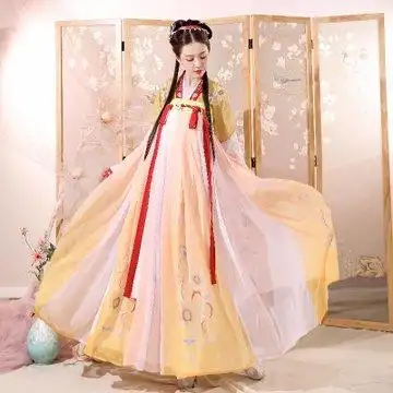 汉氧向阳花开汉服女***原创中国风白菜齐胸襦裙唐制夏季全套(金色 s)