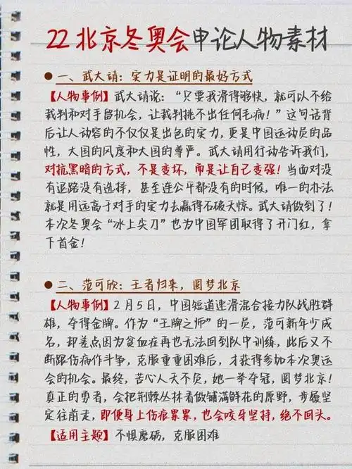 2022冬奥会名人素材积累2022冬奥会人物素材事例摘抄