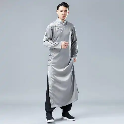 褂子 民国 男旗袍中式长衫唐装绸面新郎礼服古装盘扣长袍外套先生褂子