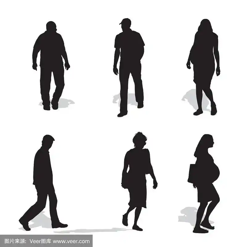 男人和女人走路,矢量剪影