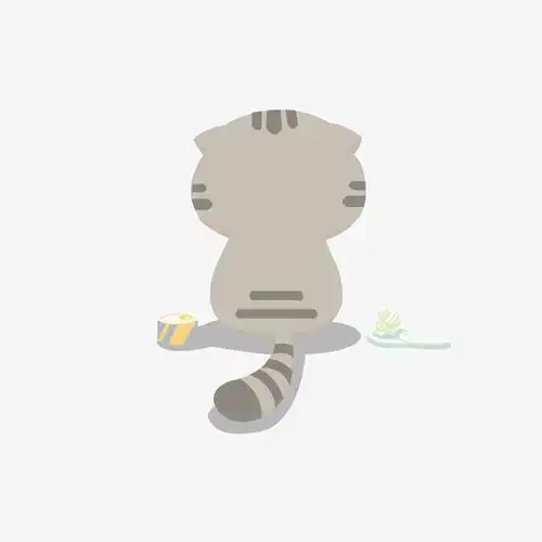 卡通版灰色猫咪的背影