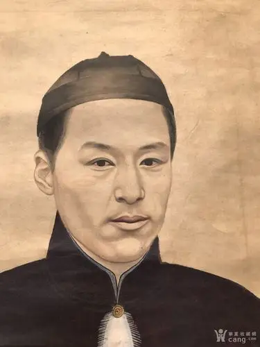 清代原装老裱地方文人雅士名人肖像中堂挂轴