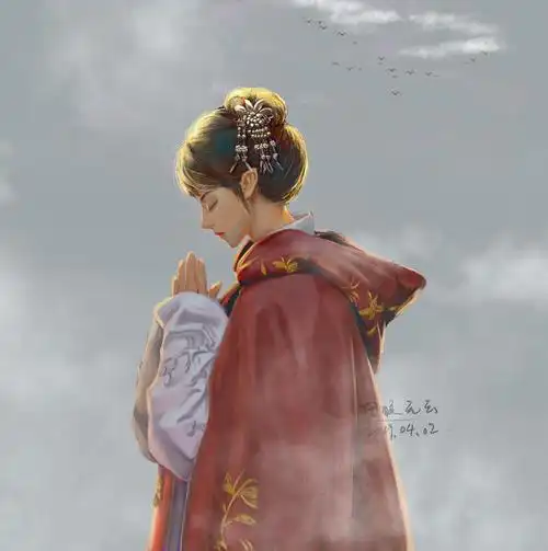 祈祷中的少女_里酿无云__插画师作品_涂鸦王国gracg.com