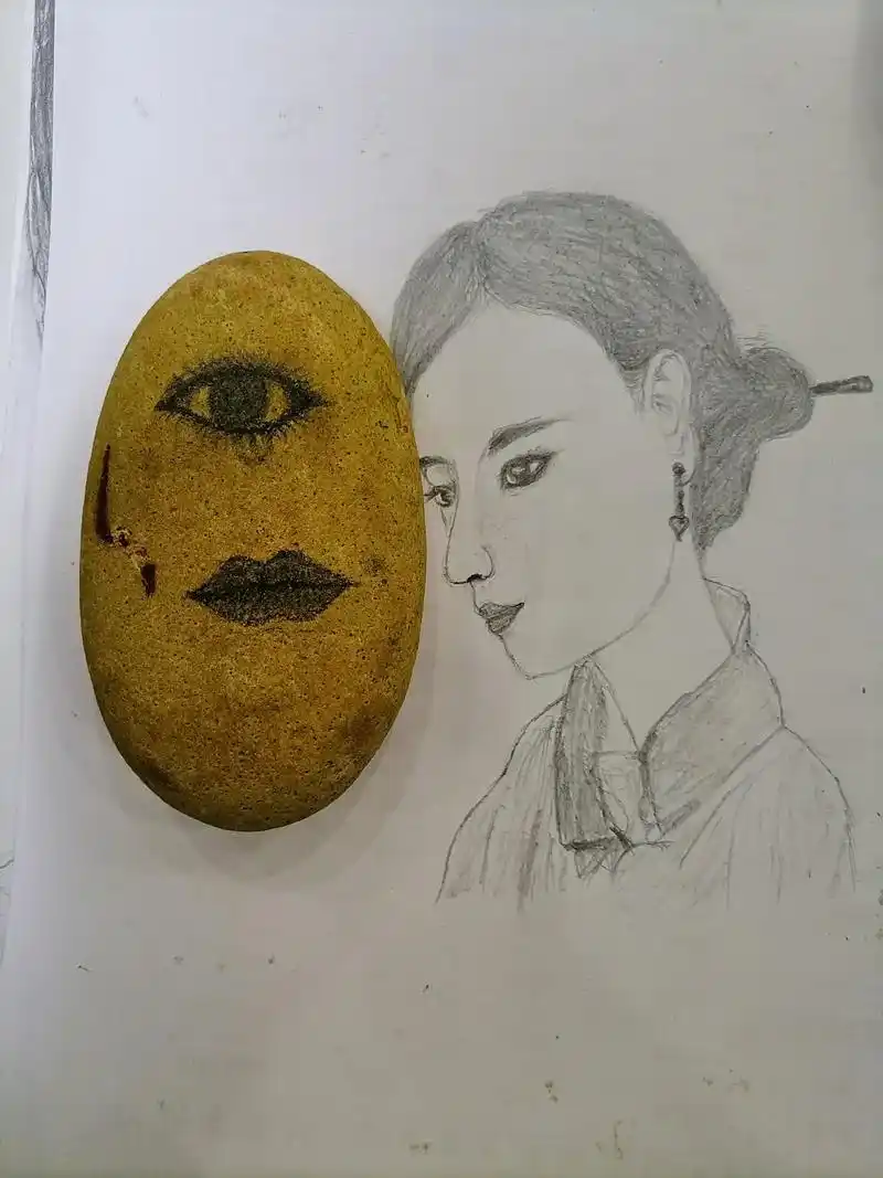 素描人物石头画