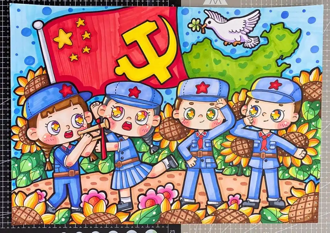 七一建党一百零一周年,生日赞歌齐唱响! #党在我心中绘画# #童心