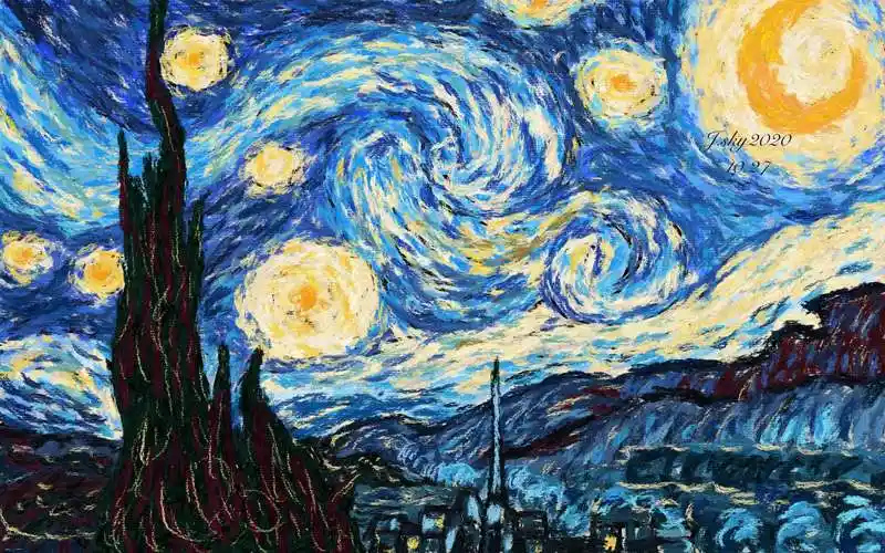 ipad artstudiopro 临摹梵高星空绘画过程
