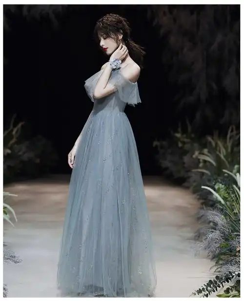 森系姐妹团伴娘服生日气质晚礼服女宴会简约大气长款毕业服女秋季