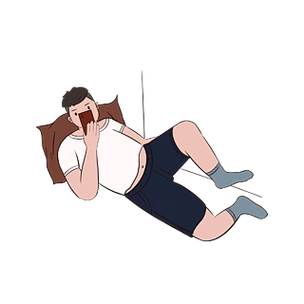 躺着看手机的男孩人物元素