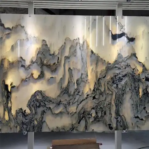 天然山水画汉白玉大理石山水画定制浩龙石材