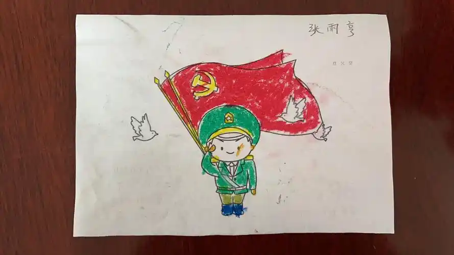 小朋友手绘的党旗