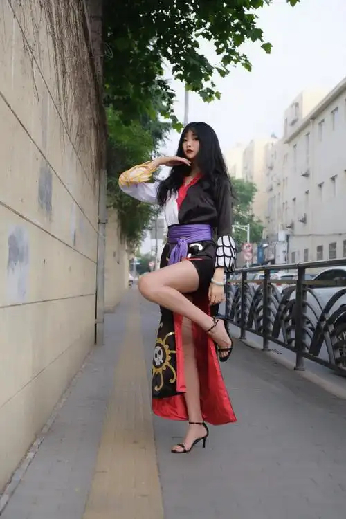 海贼王蛇姬汉库克女帝cos演出服黑色新版旗袍cosplay动漫服装全套l