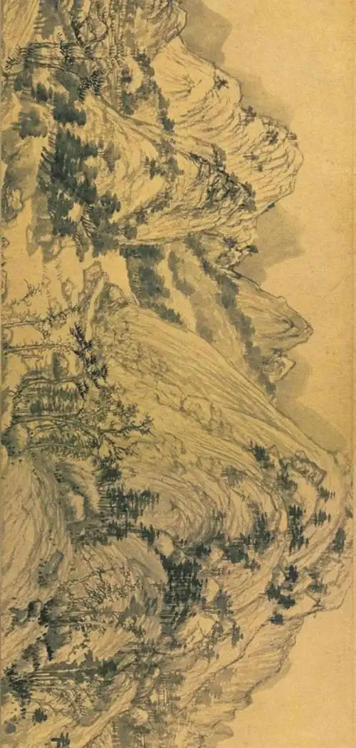 无用师)所绘,以浙江富春江为背景,全图用墨淡雅,山和水的布置疏密得当