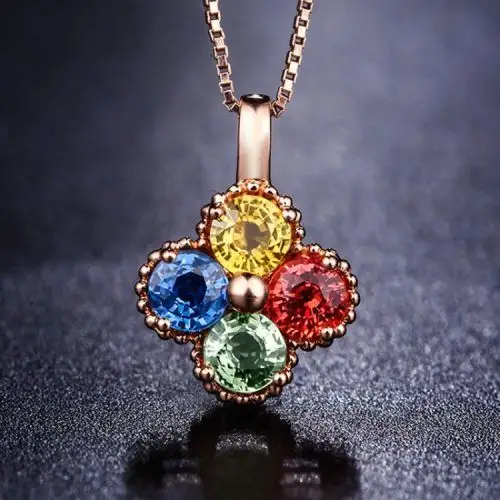 ycgems/缘彩珠宝1.2克拉彩色蓝宝石吊坠18k镶彩宝吊坠女款国检